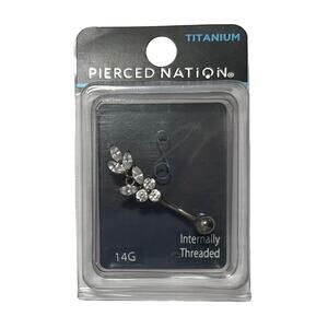 Pierced Nation 14G Titanium CZ Belly Button Ring